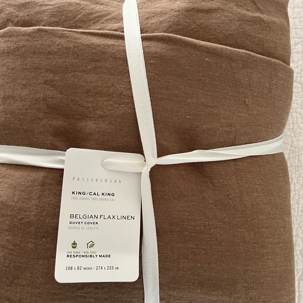 Pottery Barn Belgian Flax Linen Duvet Cover Bedding- Bronze